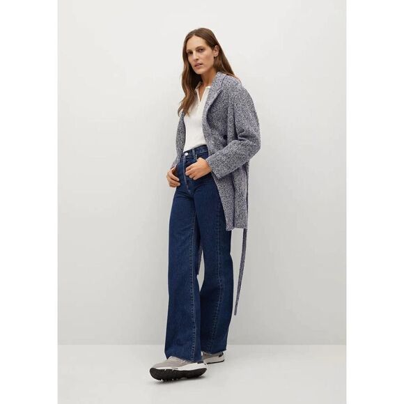 Mango Wrap Belted Coat Textured New - Picture 7 of 8